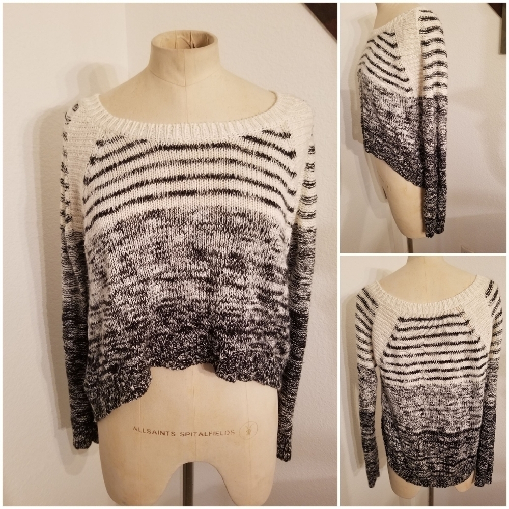 Michael Stars Hi Low Crop Cable Knit Top Sz Xs